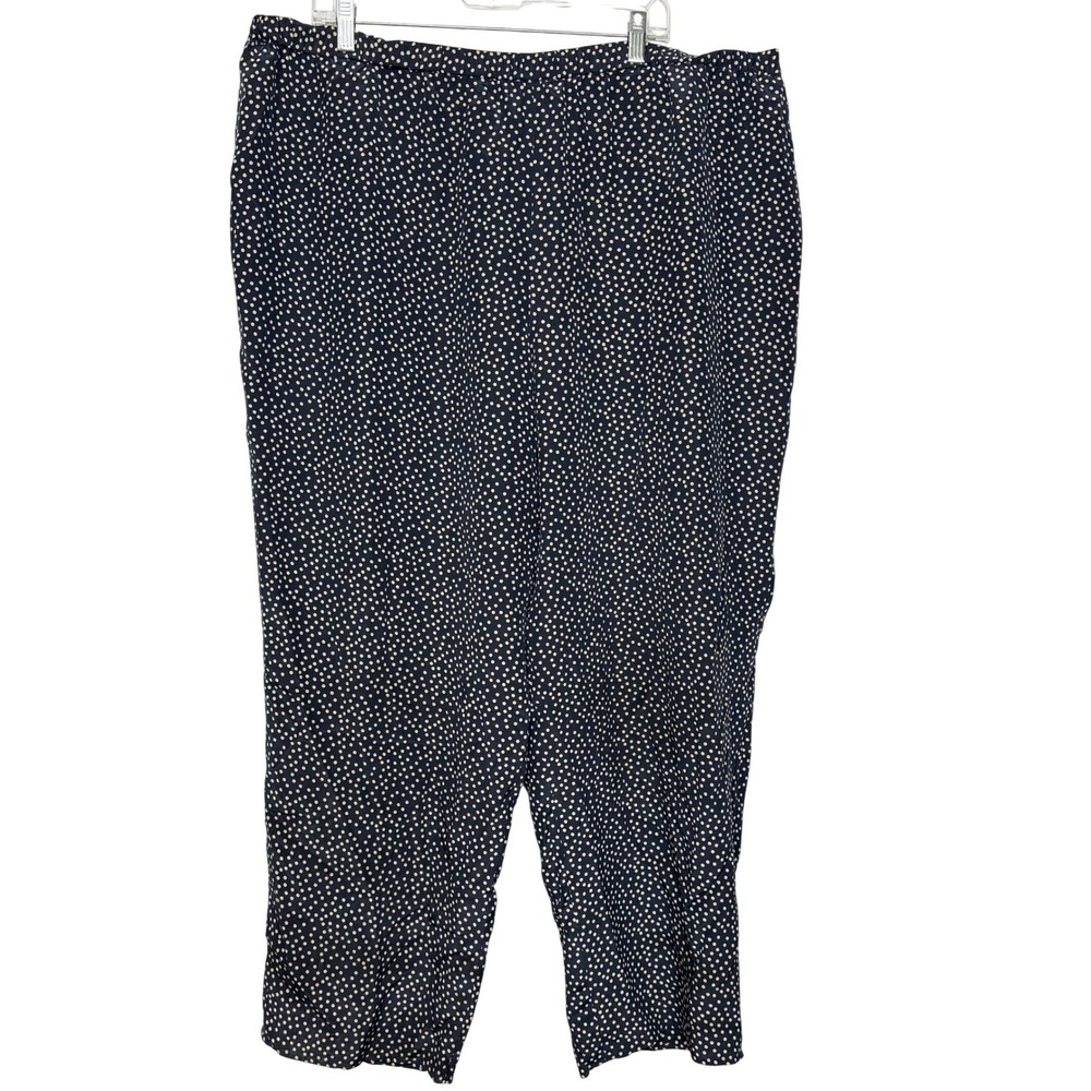 Finity Naturals Pants 3X Black 100% Silk Polka Dot Elastic Wais Boho Chic Office